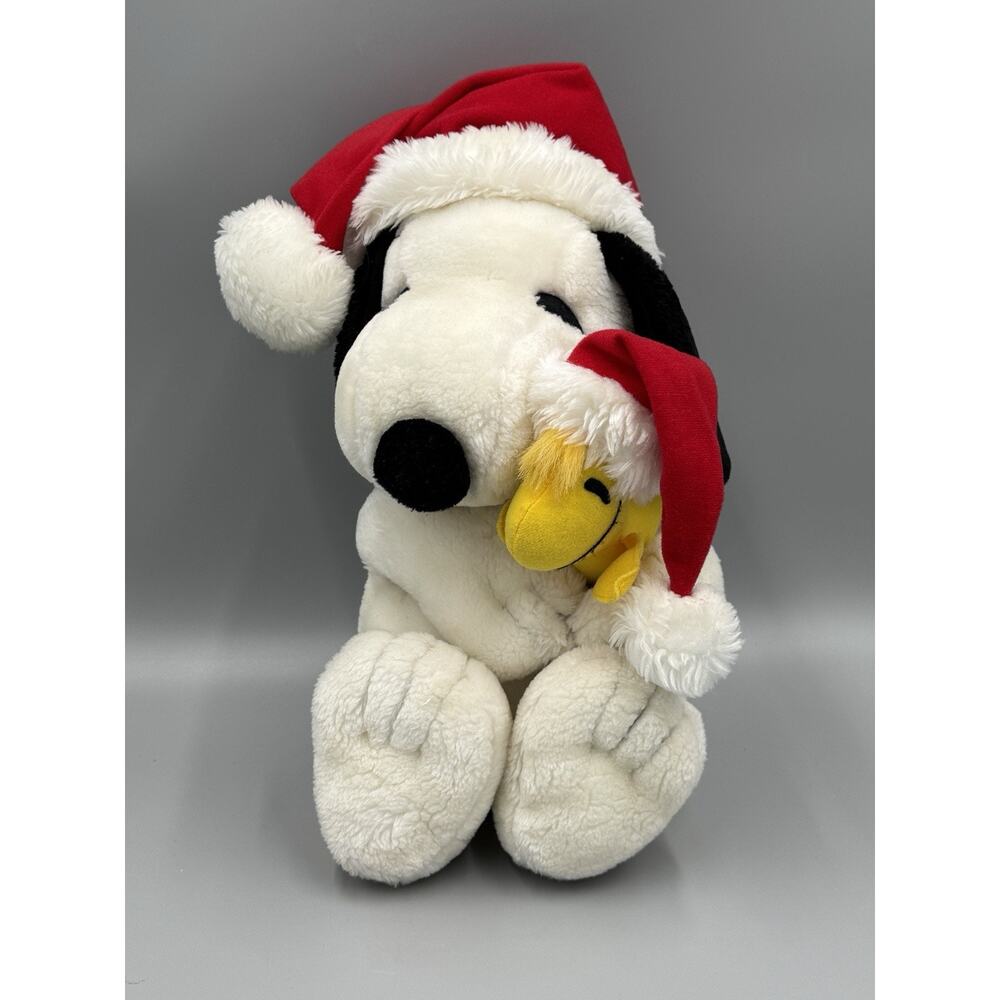 Vintage Applause Holiday Snoopy Hugging Woodstock Plush 14” No Tag